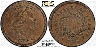 1794 1/2C C-8 MS62BN