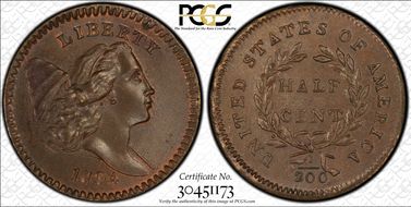 1794 1/2C C-9 MS66BN