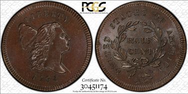 1795 1/2C C-1, Lettered Edge MS67BN