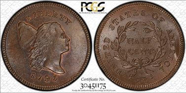 1795 1/2C C-2a, Punctuated Date, LE MS65BN