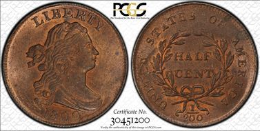 1800 1/2C Cohen 1 MS63RB