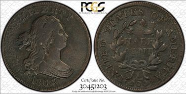 1802/0 1/2C C-2, Reverse of 1802 VF35BN