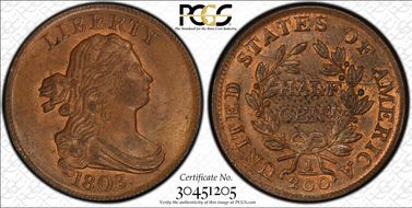 1803 1/2C Cohen 1 MS64RB