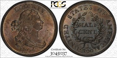 1804 1/2C C-8, Spiked Chin MS65BN