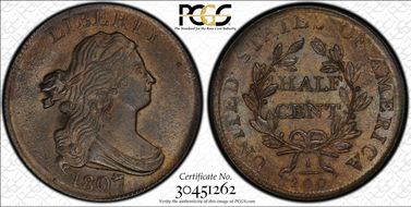 1807 1/2C C-1 MS63+ BN