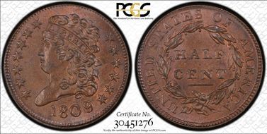 1809/6 1/2C C-5, 9 Over Inverted 9 MS65BN