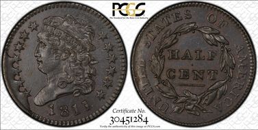 1811 1/2C C-1 AU58BN