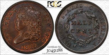 1825 1/2C Cohen 2 MS64RB