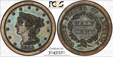 1840 1/2C Original PR65BN
