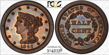 1846 1/2C Original PR64+ RB