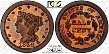 1848 1/2C Original PR64+ RB