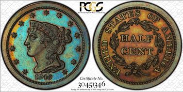 1849 1/2C Small Date, Original PR64BN