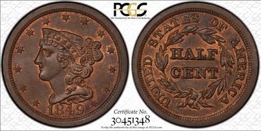 1849 1/2C Cohen 1 MS64RB