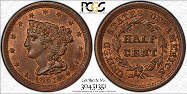 1851 1/2C Cohen 1 MS65RB