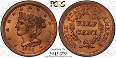 1855 1/2C Cohen 1 MS65RD