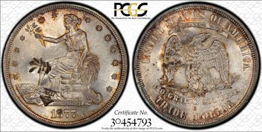 1877-S T$1 Chopmarked MS62