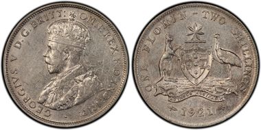 1921(m) Florin KM-27  Ag AU50