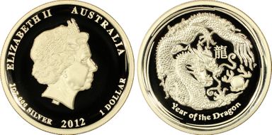 2012-P $1 Year of the Dragon Ag High Relief PR70DCAM