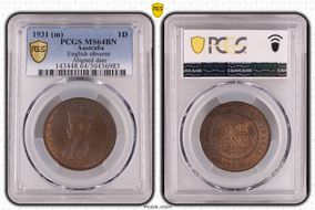 1931 (m) 1D English obverse Aligned date MS64BN