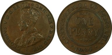 1929 (m) 1D English obverse AU58BN