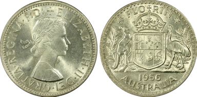 1956(m) Florin KM-60  Ag MS63