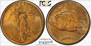 1908 $20 Motto MS66+