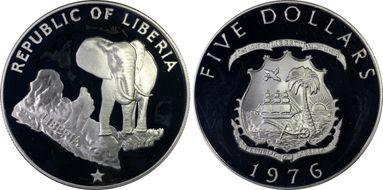 1976 $5 Elephant PR68DCAM