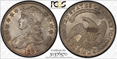 1832 50C Small Letters AU53