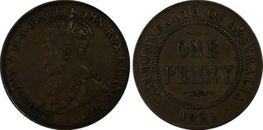 1921 1D Indian obverse XF45BN