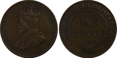 1922 1D English obverse VF35BN