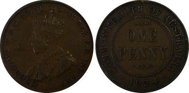1924  1D English obverse VF35BN