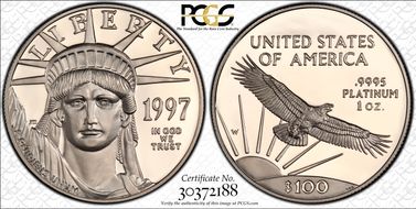 1997-W $100 Statue of Liberty PR70DCAM