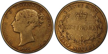 1856-SY 1/2 Sov Berry above L of HALF VF20