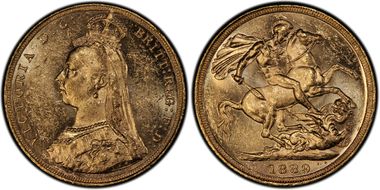 1889-M Sov S-3867A DISH M11 1st Obv. Angled J MS61