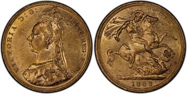 1888-M Sov S-3867A 1st Obverse Angled J AU58
