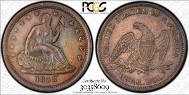 1838 25C Seated, No Drapery MS64