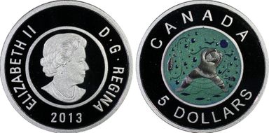 2013 $5 Ice Fishing Father PR69DCAM