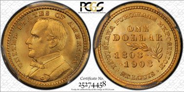 1903 G$1 LA Purchase, McKinley MS68