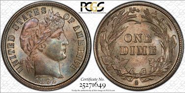 1892-S 10C MS66