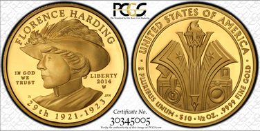 2014-W $10 Florence Harding  First Strike PR70DCAM