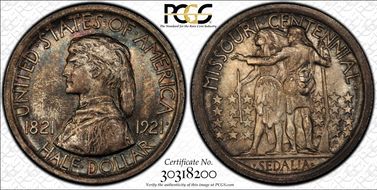 1921 50C Missouri MS65