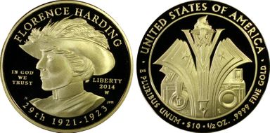 2014-W $10 Florence Harding  First Strike PR70DCAM