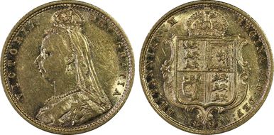 1891-S 1/2 Sov S-3871D Without J.E.B. AU53