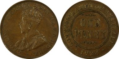 1924  1D English obverse AU58BN
