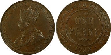 1922 1D English obverse AU58BN