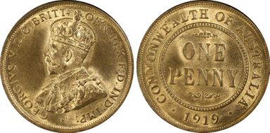 1919 //. (m) 1D Dot below MS65RD