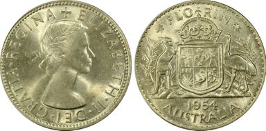 1954(m) Florin KM-54  Ag MS64