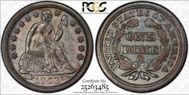 1853-O 10C Arrows MS63