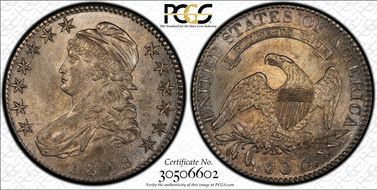 1819 50C Overton 115 AU58