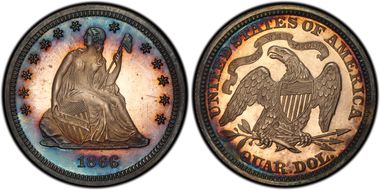 1866 25C Motto PR64CAM